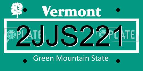 2JJS221 Vermont License Plate