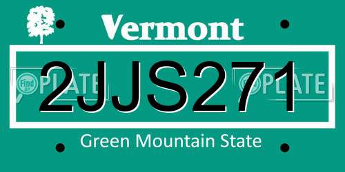 2JJS271 Vermont License Plate