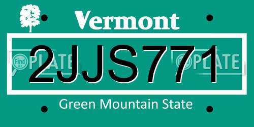 2JJS771 Vermont License Plate
