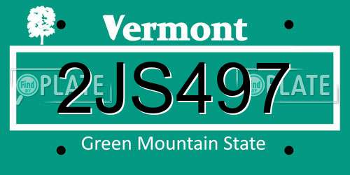 2JS497 Vermont License Plate