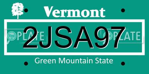 2JSA97 Vermont License Plate