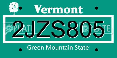 2JZS805 Vermont License Plate