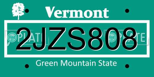 2JZS808 Vermont License Plate