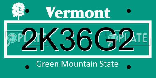 2K36G2 Vermont License Plate