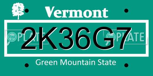 2K36G7 Vermont License Plate