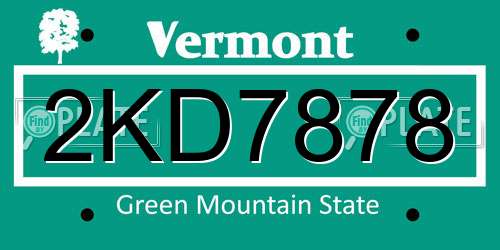 2KD7878 Vermont License Plate