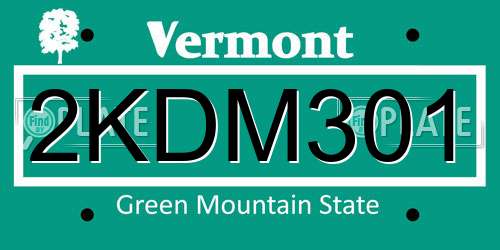 2KDM301 Vermont License Plate