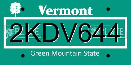 2KDV644 Vermont License Plate