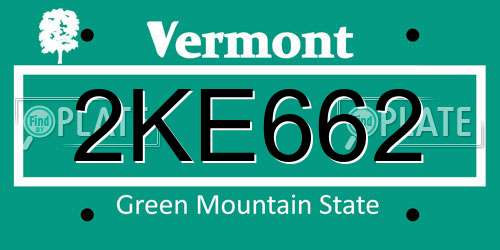 2KE662 Vermont License Plate