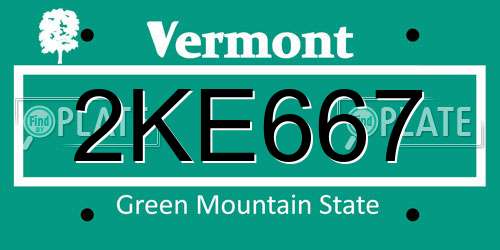 2KE667 Vermont License Plate