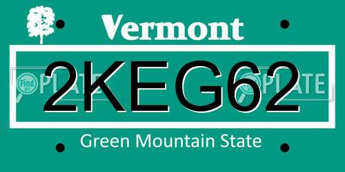 2KEG62 Vermont License Plate
