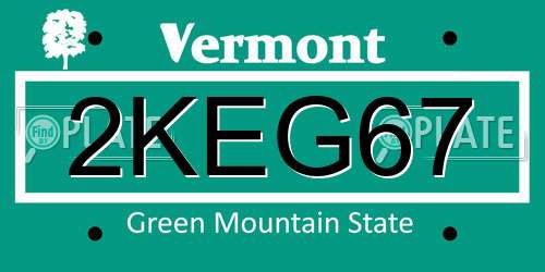 2KEG67 Vermont License Plate