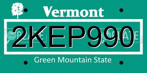 2KEP990 Vermont License Plate