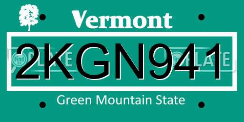2KGN941 Vermont License Plate