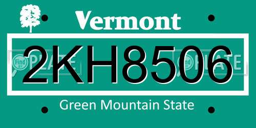 2KH8506 Vermont License Plate