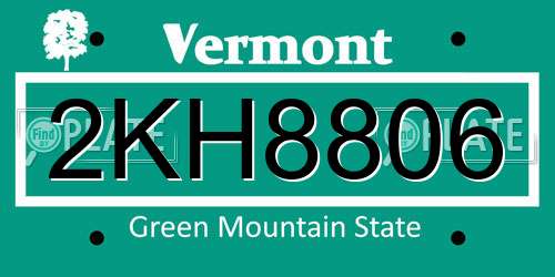 2KH8806 Vermont License Plate