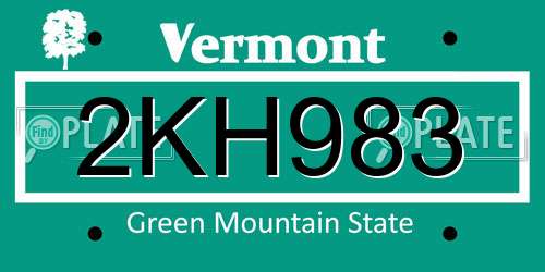 2KH983 Vermont License Plate