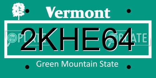 2KHE64 Vermont License Plate