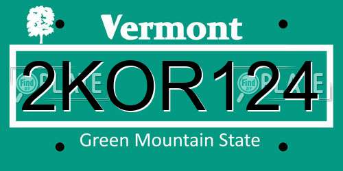 2KOR124 Vermont License Plate