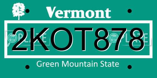 2KOT878 Vermont License Plate