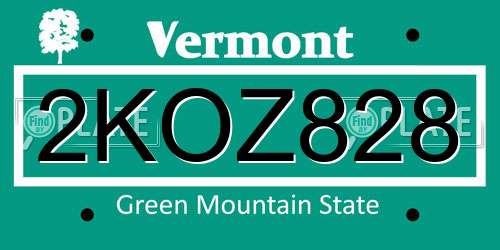 2KOZ828 Vermont License Plate