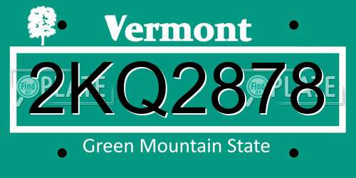 2KQ2878 Vermont License Plate