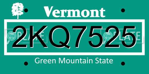2KQ7525 Vermont License Plate