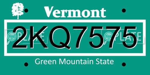 2KQ7575 Vermont License Plate