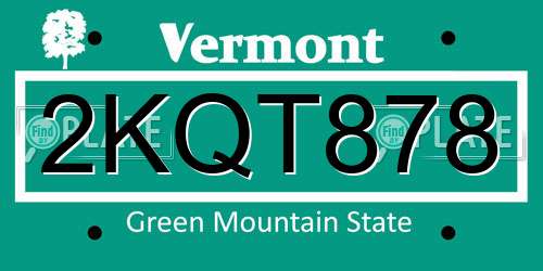 2KQT878 Vermont License Plate