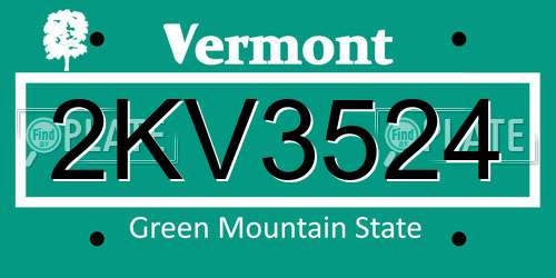 2KV3524 Vermont License Plate