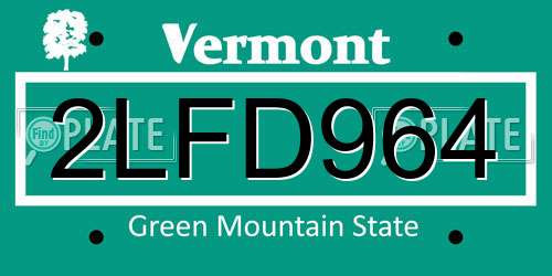 2LFD964 Vermont License Plate