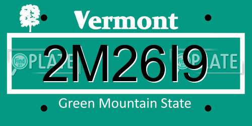 2M26I9 Vermont License Plate