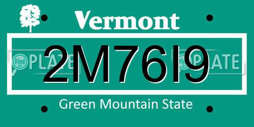 2M76I9 Vermont License Plate
