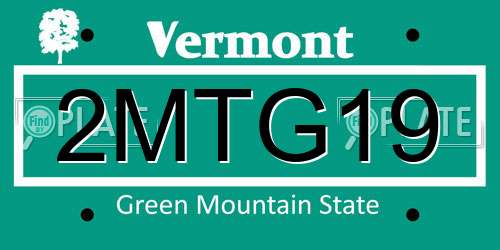 2MTG19 Vermont License Plate