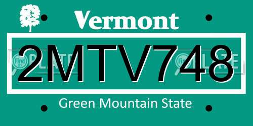 2MTV748 Vermont License Plate