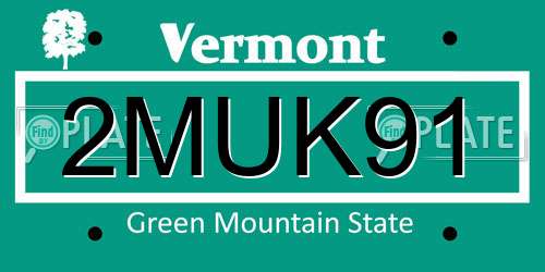 2MUK91 Vermont License Plate