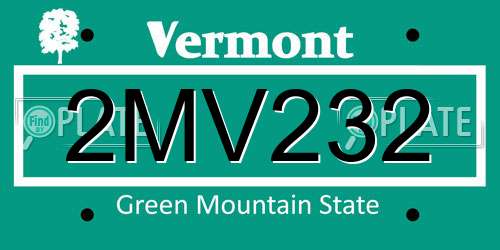 2MV232 Vermont License Plate