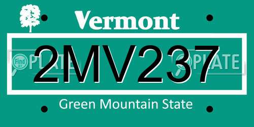 2MV237 Vermont License Plate