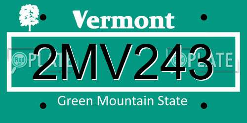 2MV243 Vermont License Plate