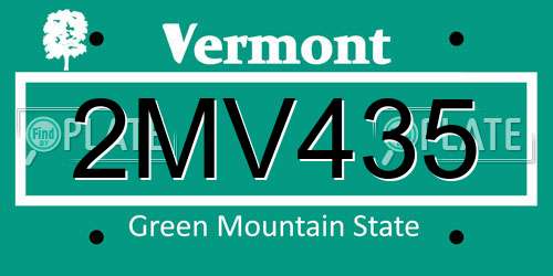 2MV435 Vermont License Plate