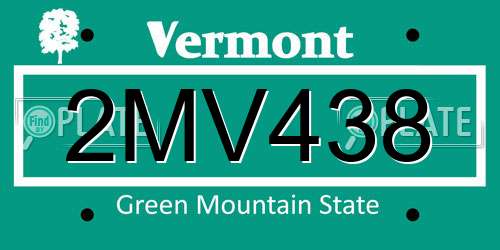 2MV438 Vermont License Plate