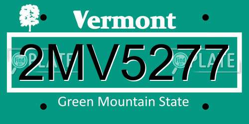 2MV5277 Vermont License Plate