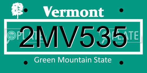 2MV535 Vermont License Plate