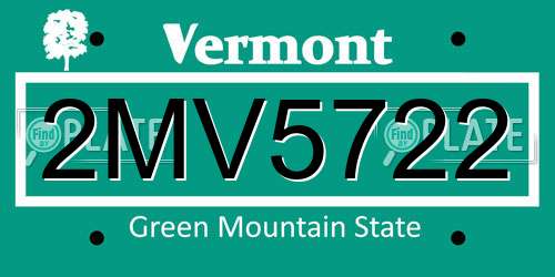2MV5722 Vermont License Plate