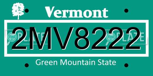 2MV8222 Vermont License Plate