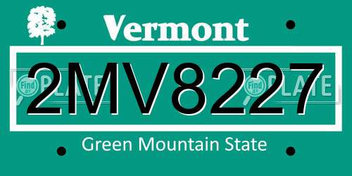 2MV8227 Vermont License Plate