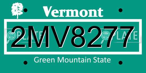 2MV8277 Vermont License Plate