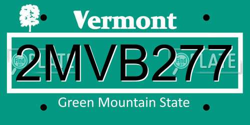 2MVB277 Vermont License Plate