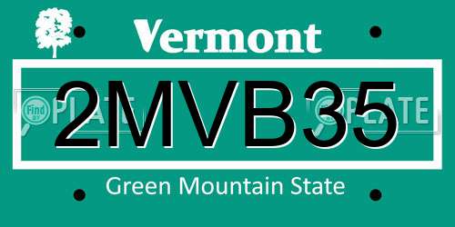 2MVB35 Vermont License Plate