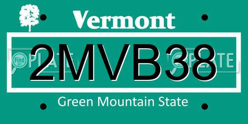 2MVB38 Vermont License Plate